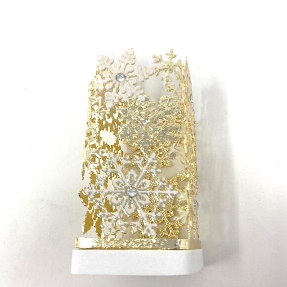 Bath & Body Works Foaming Hand Soap Holder Gold White Rhinestone Snowflakes - Picture 3 of 7